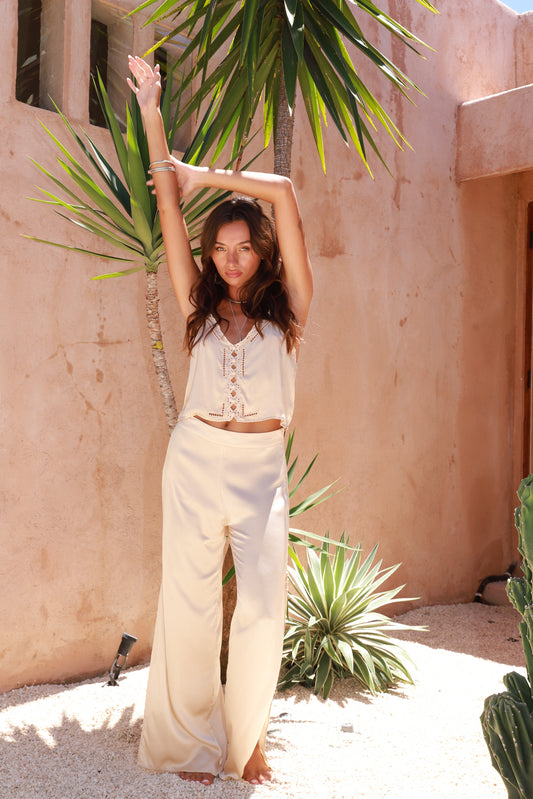 Amara Silk Top – Champagne