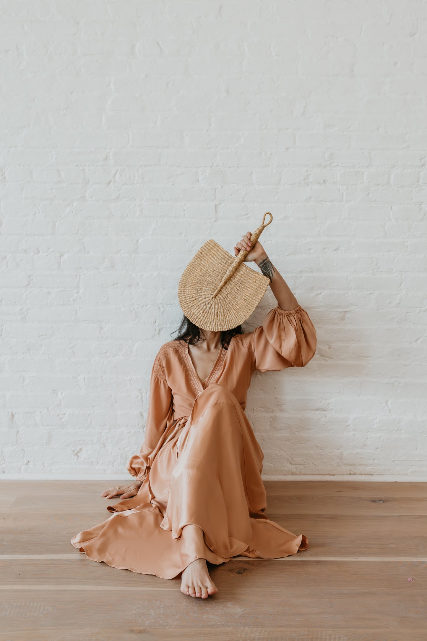Astra Silk Wrap Dress - Peach