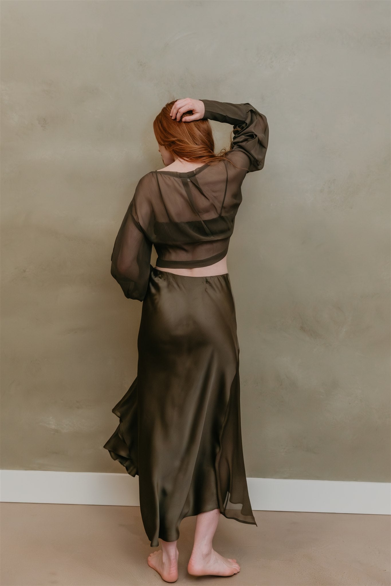 women wearing skirt silk in black