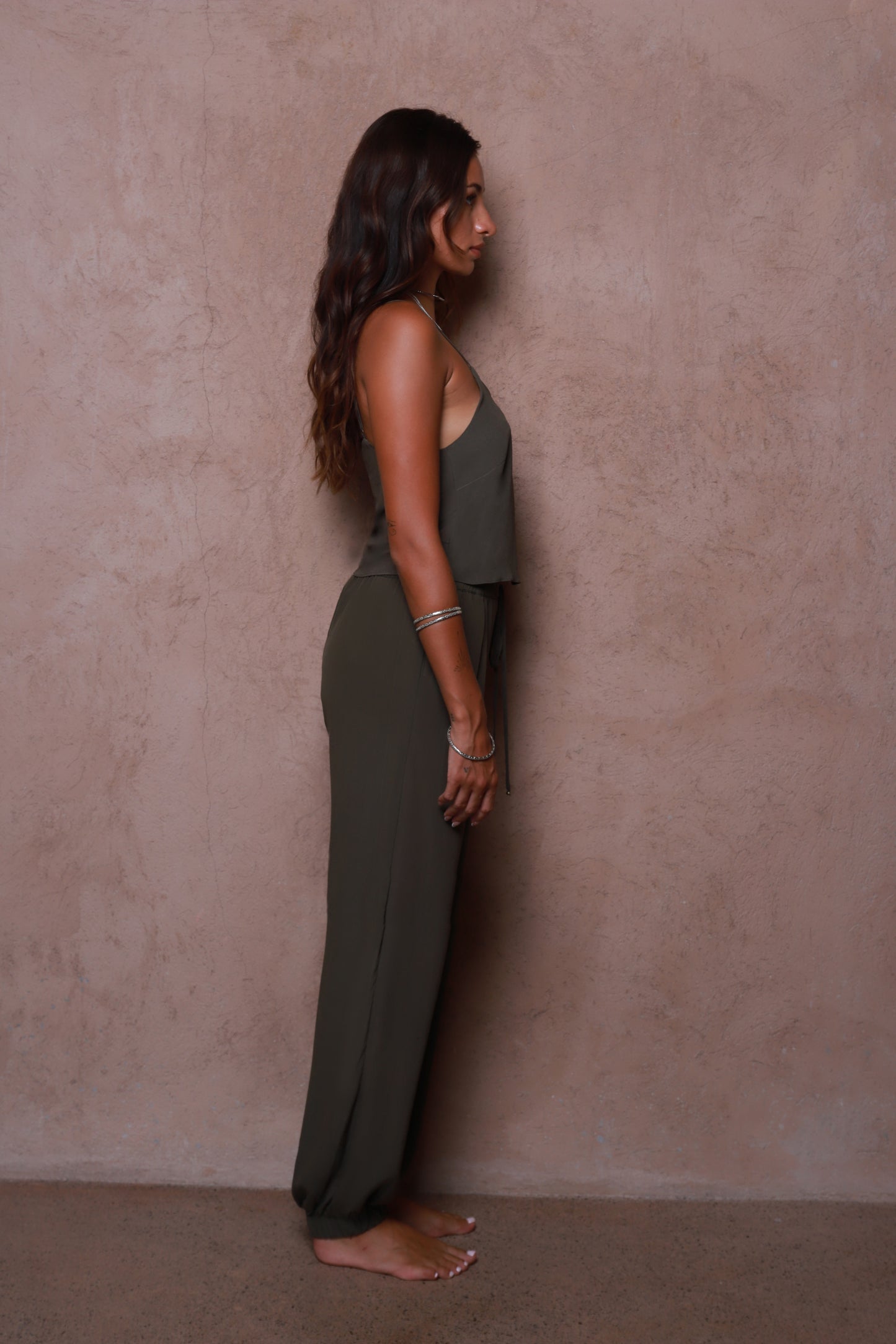ZOLA – Silk Drawstring  Pants - Licorice