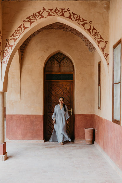 Nomad Linen Kaftan  Ocean Blue - Luxury Linen Dress