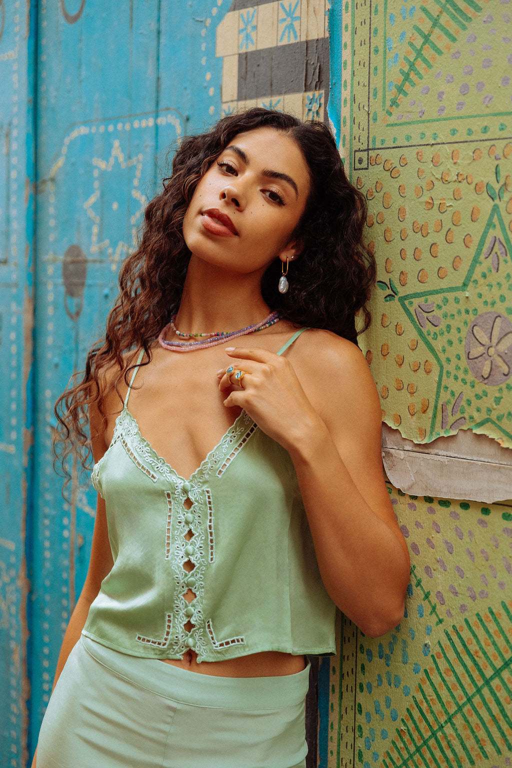 Amara Silk Top – Mint