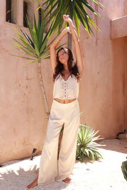 Veda Silk Pants - Champagne