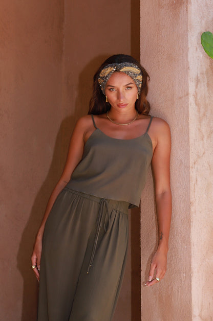 ZOLA – Silk Drawstring  Pants - Licorice