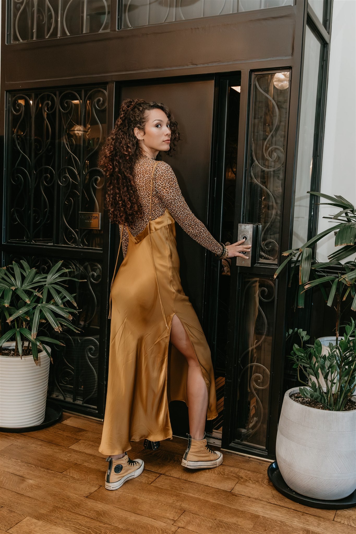 Nova silk slip Dress - Brass