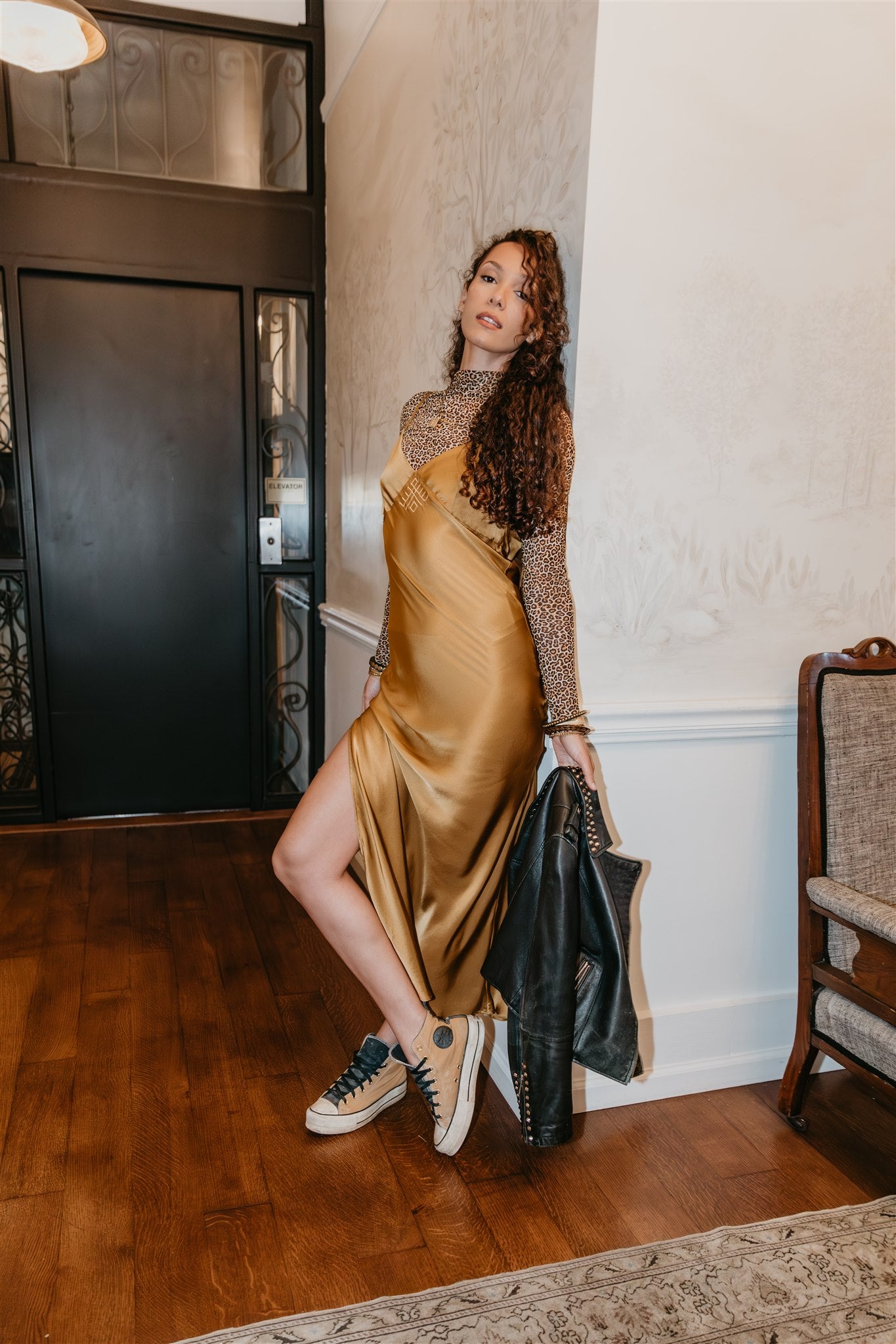 Nova silk slip Dress - Brass