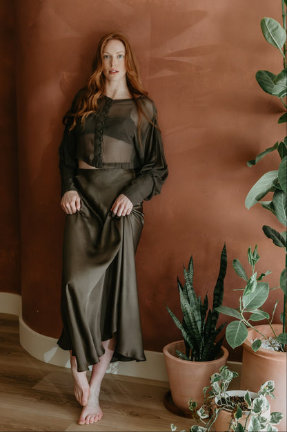 Eclipse Silk Chiffon Top – Licorice