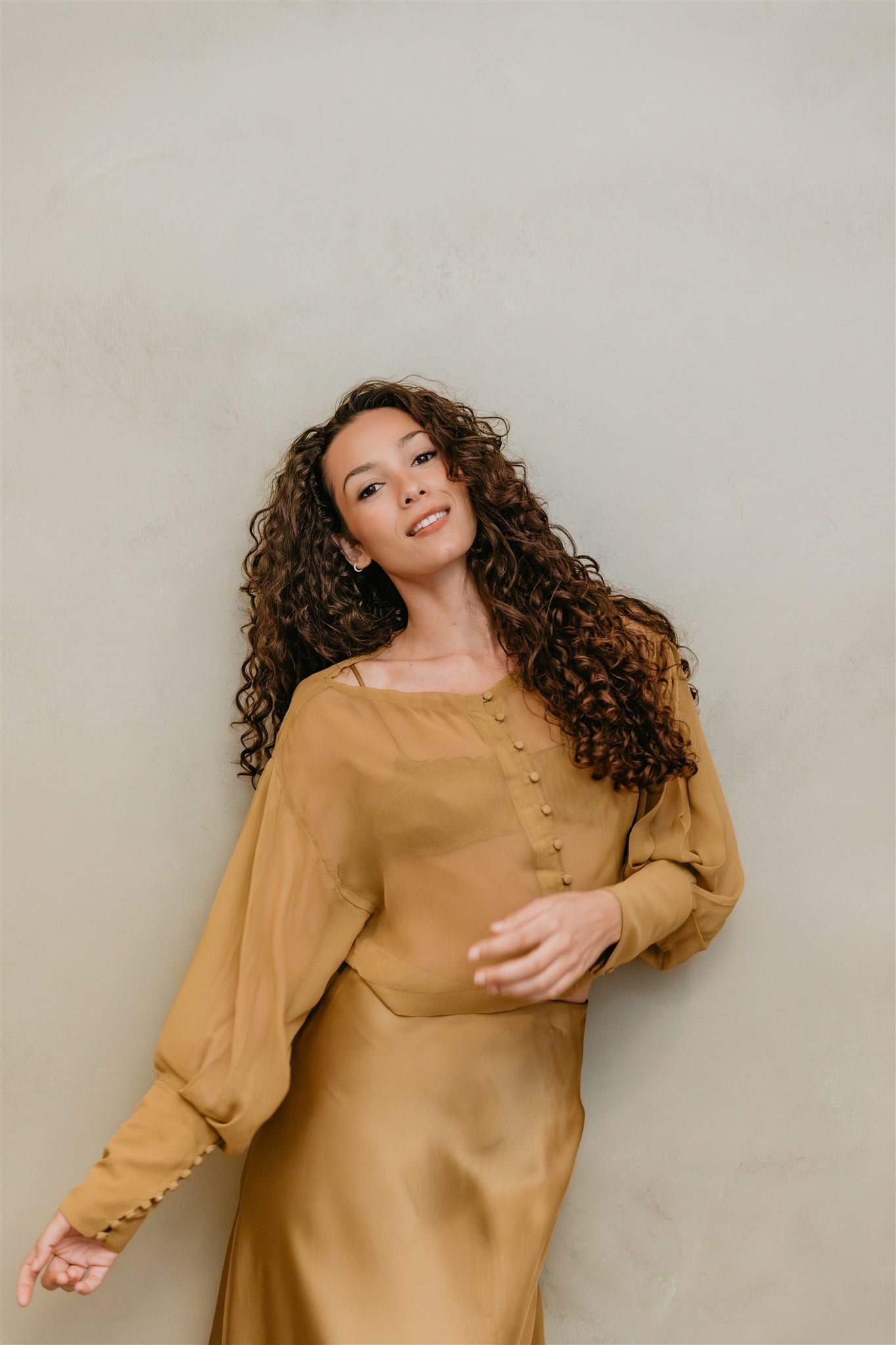Eclipse Silk Chiffon Top – Brass