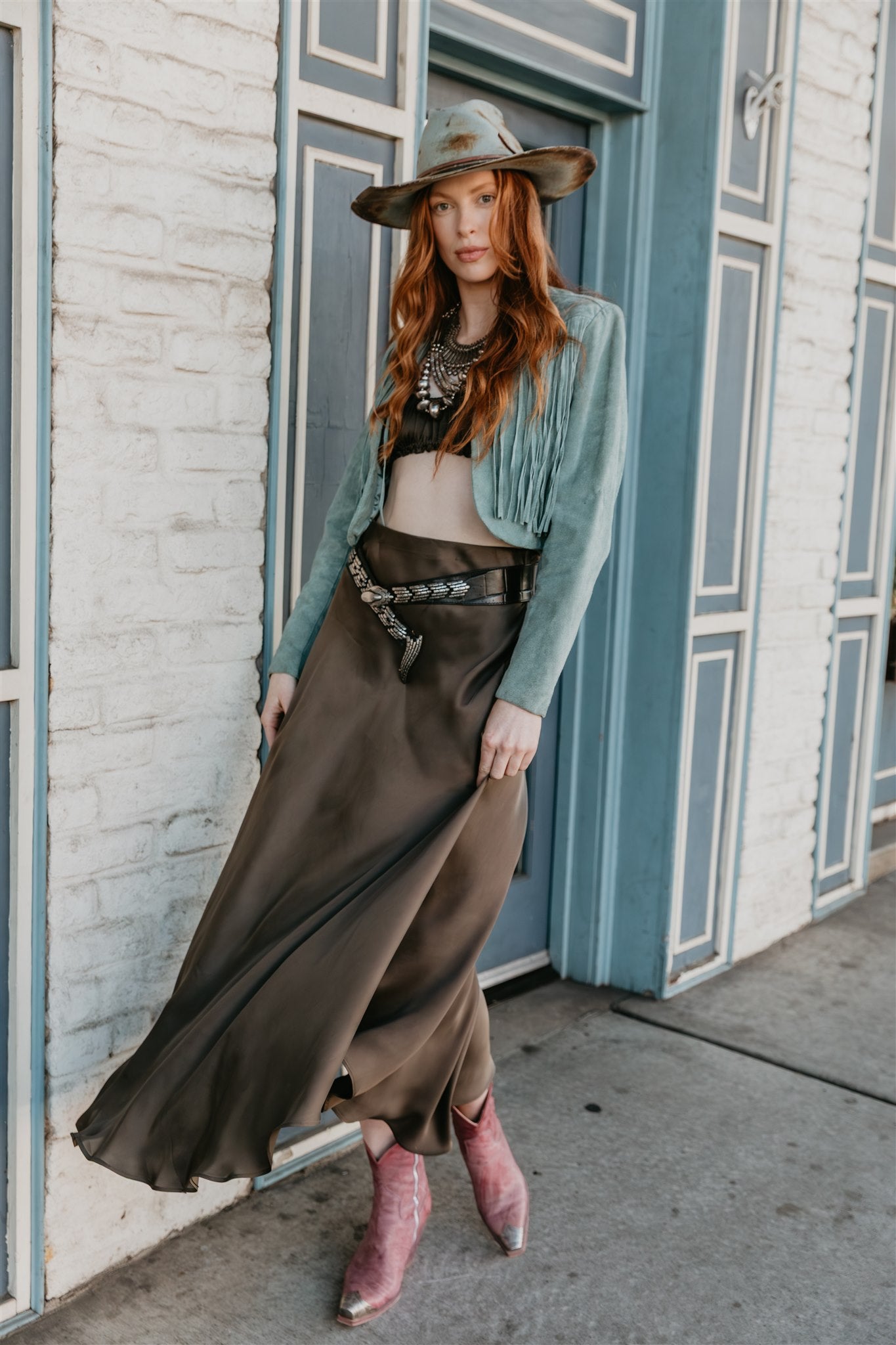 Aura Skirt – Licorice - Viscose satin skirt