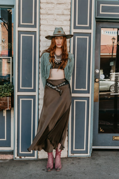 Aura Skirt – Licorice - Viscose satin skirt