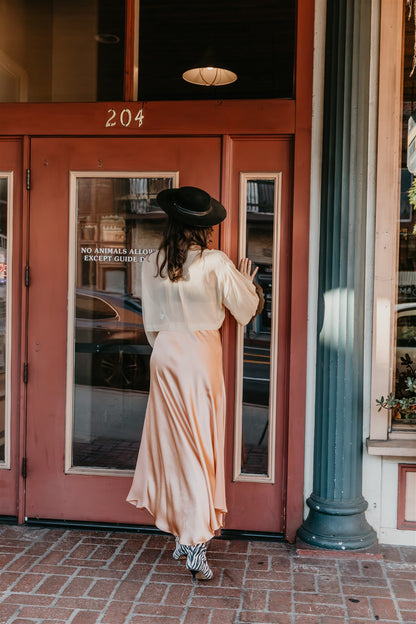 Aura Skirt – Peach - Viscose satin skirt