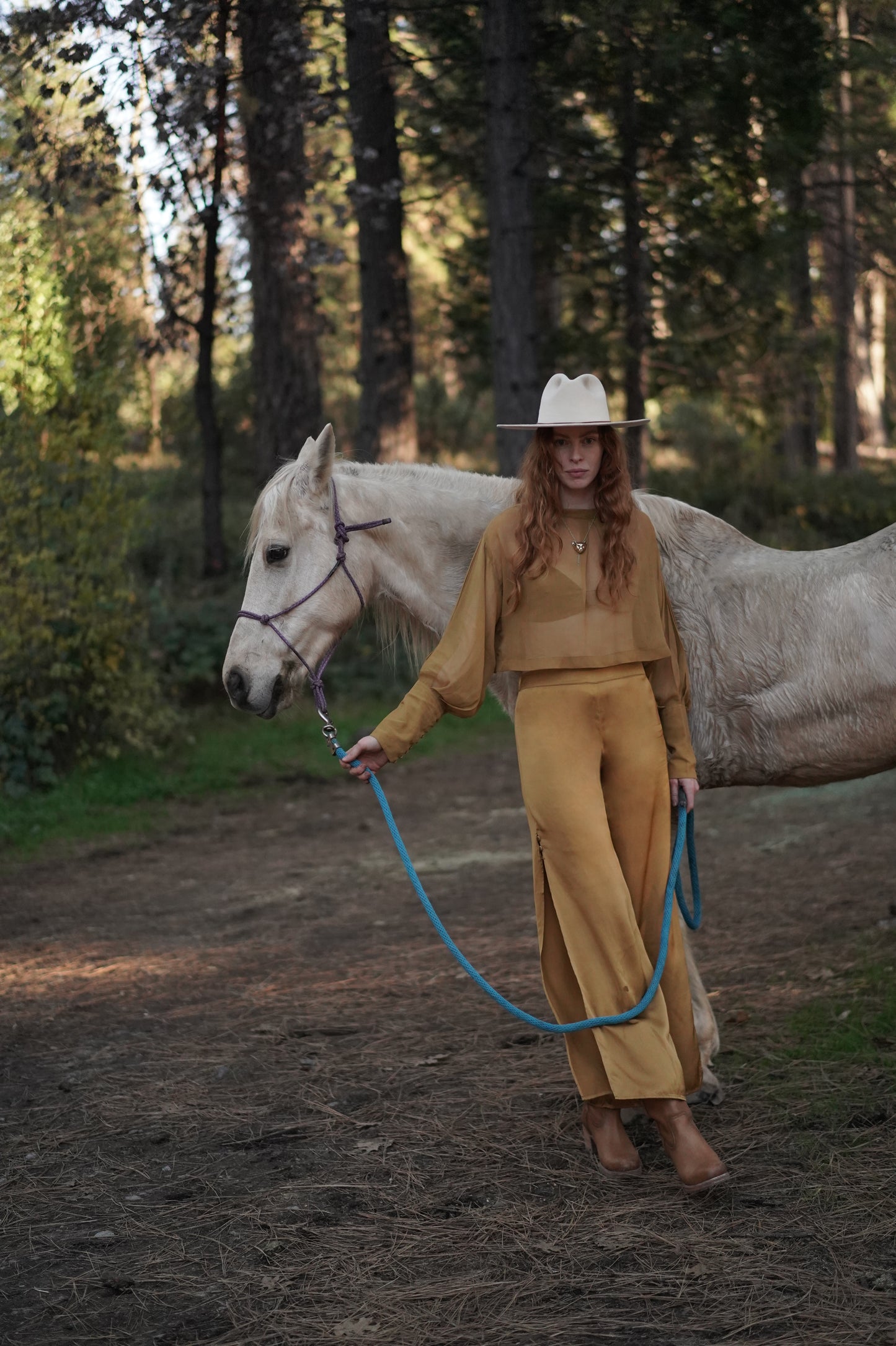 Veda Silk Pants - Brass
