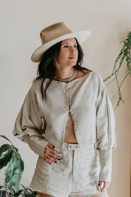 Sahara Linen top – Sand washed