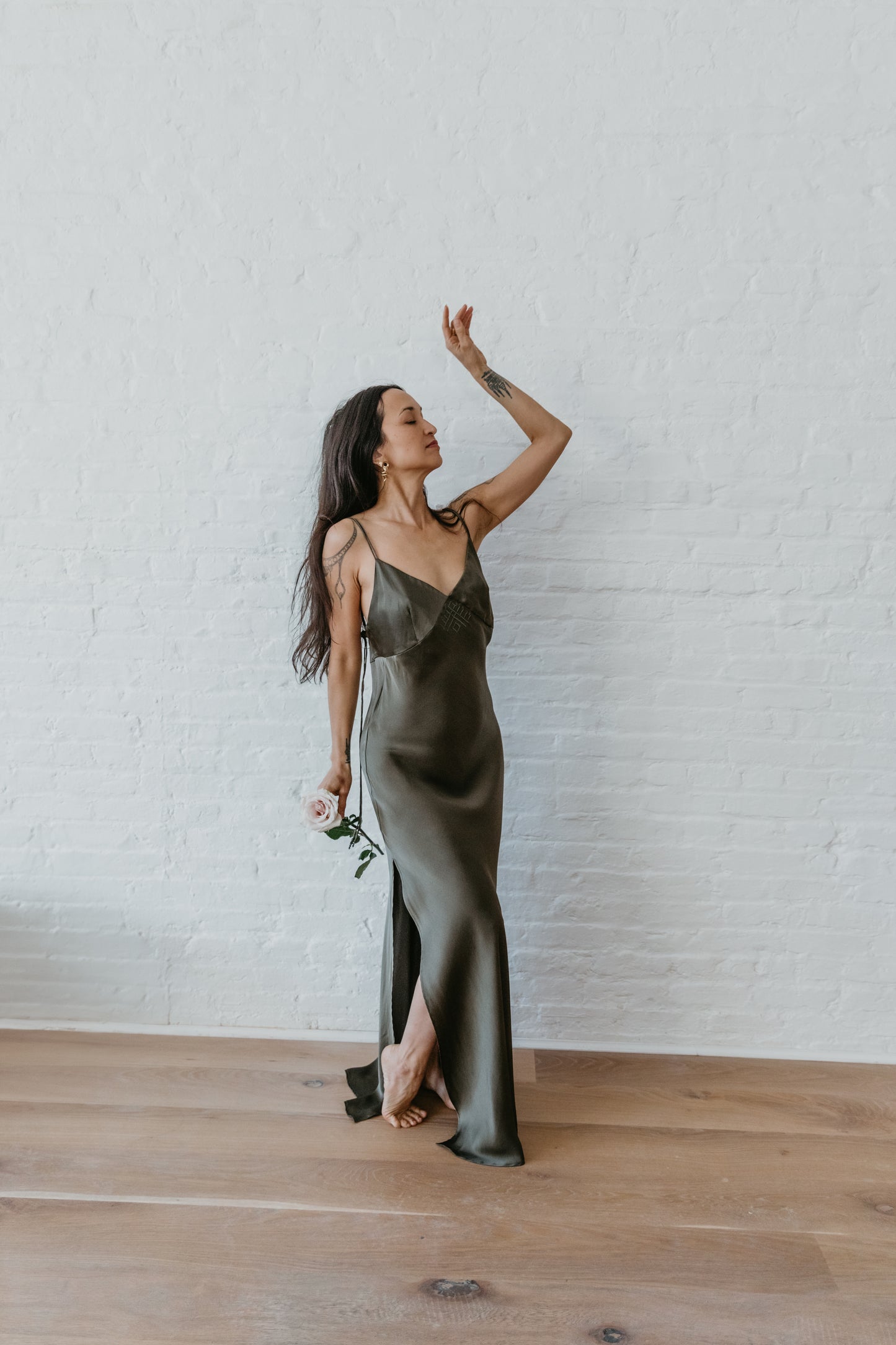 Nova Silk Slip Dress - Licorice